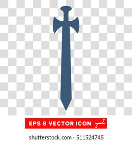 Vector Medieval Sword EPS vector pictograph. Illustration style is flat iconic blue symbol on a transparent background.