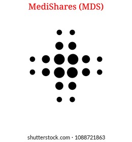 Vector MediShares (MDS) digital cryptocurrency logo. MediShares (MDS) icon. Vector illustration isolated on white background.