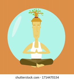 Vector meditating guy, lotus posture