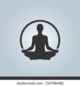 Vector meditation icon trendy pose with circle energy