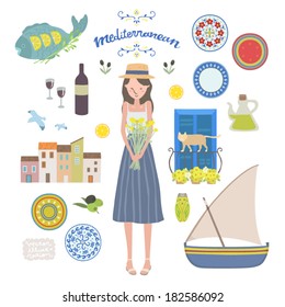 Vector Mediterranean Illustration set