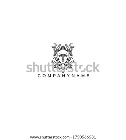 Vector Medusa Gorgon image. Gorgon head. Medusa. Black and White 