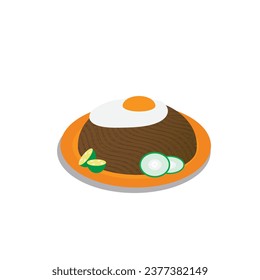 A vector of "mee goreng mamak" or Indian style fried noodle on white background.