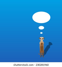 Vector meerkat with shadow on a blank background