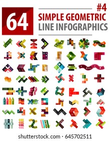 Vector mega collection line infographic design templates, color paper ribbons