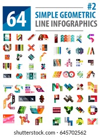 Vector mega collection line infographic design templates, color paper ribbons