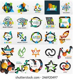 Vector mega collection of line and sticker infographics. Various icons with info sticky stripes