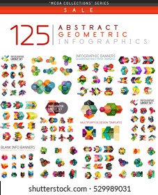 Vector mega collection of web abstract business infographic templates - geometric shapes with options elements for business background, numbered banners, graphic website