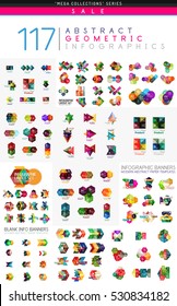 Vector mega collection of web abstract business infographic templates - geometric shapes with options elements for business background, numbered banners, graphic website