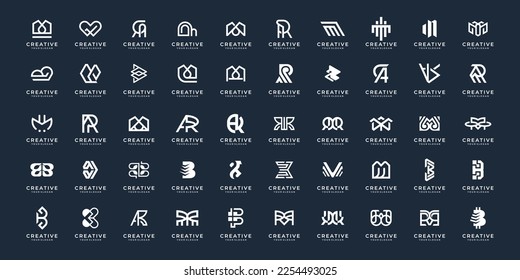 Vector mega logo monogram, initial, alphabet, and letter collection a - z logotype sign emblem.