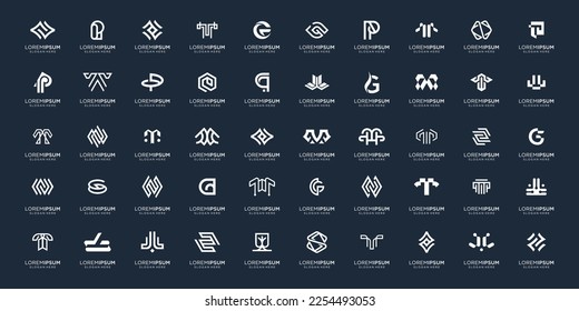 Vector mega logo monogram, initial, alphabet, and letter collection a - z logotype sign emblem.