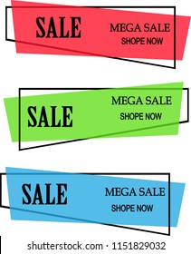 vector of mega sale banner in red green and blue color with white background 