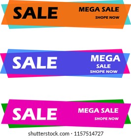 vector of mega sale banner in red green and blue color with white background 