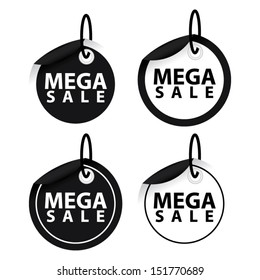 Vector : Mega Sale black and white tags set. 