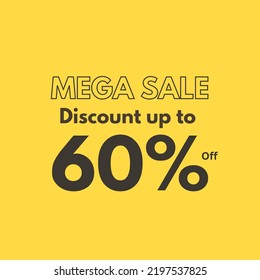 vector of mega sale discount up to 60% off