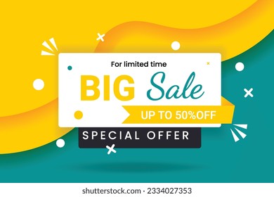 Promoción del conjunto de banner de descuento de mega venta de vectores con fondo amarillo y súper oferta plantilla de banner con efecto de texto editable