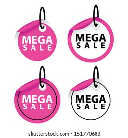 Vector : Mega Sale pink and white tags set. 