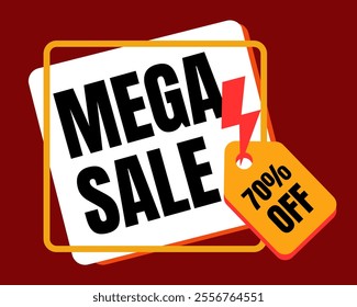 Vector of mega sale  seventy percent off discount portrait template banner 3d products advertisements for social media post product sale with abstract gradient marron background design 70% mega sale