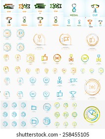 Vector mega set of linear stamp logos. Universal icon collection