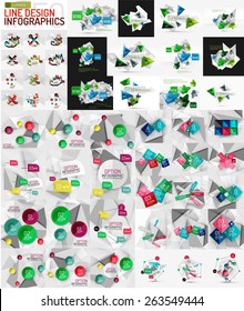 Vector mega set of modern business infographic templates made of abstract geometric shapes. Option banners collection