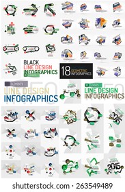 Vector mega set of modern business infographic templates made of abstract geometric shapes. Option banners collection