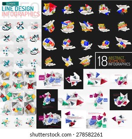 Mega serie vectorial de plantillas modernas de infografía de negocios hechas de formas geométricas abstractas. Colección de banners de opción
