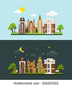 Vector megalopolis flat illustration