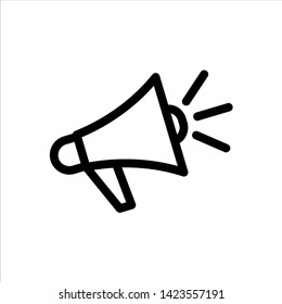 Vector megaphone horn outline web icon. black symbol with flat line style icon for web site design, logo, app, UI isolated on white background