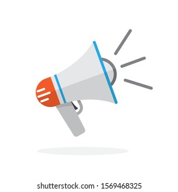 Vector Megaphone icon in flat design. Symbol of rally or protest. Loudspeaker icon isolated.
