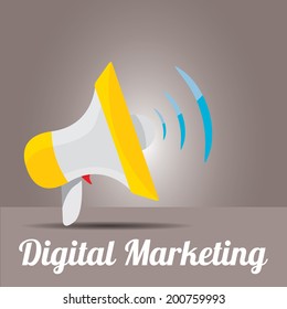 vector megaphone icon on grey background. digital marketing icon