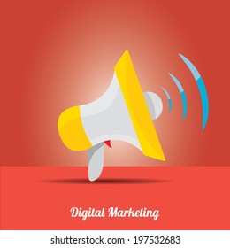 vector megaphone icon on red background