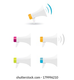 vector megaphone icons set isolated on white