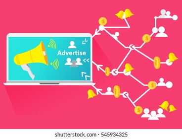 Vector Megaphone and Notebook  Seo for Advertise Business in social network