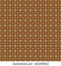 Vector mehendi design. Curved doodling mehndi motif in gray, yellow and brown colors. Indifferent discreet. Seamless calming pattern. Ethnic colorful harmonious doodle texture.