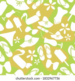 Vector mehendi green pool party seamless pattern background. Perfect for scrapbooking, fabric and wallpaper projects.