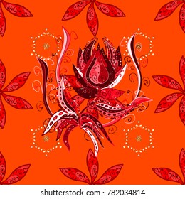 Vector mehndi pattern, set of seamless borders on orange, red, pink colors. Traditional indian style, ornamental floral elements for henna tattoo, stickers, flash temporary tattoo, mehndi, yoga design