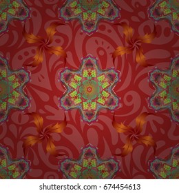 Vector mehndi seamless pattern. Traditional Indian style, ornamental green and blue elements with henna tattoo, stickers, mehndi and yoga design, cards and prints.