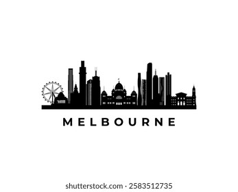 Vector Melbourne skyline. Travel Melbourne famous landmarks. Business and tourism concept for presentation, banner, web site.