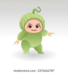 Vector Melon fruit kawaii cartoon character vector funny Melon fruit kawaii illustration