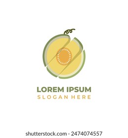 Vector melon logo, illustration of sliced melon