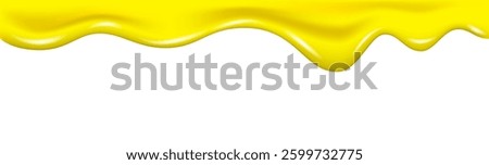 Vector melted bee honey background. Melting cheese liquid border. Caramel syrup, beer splash or  sauce drips. Dripping mustard sauce, jam, butter or oil flow. Vector lemon or mango juice texture.
