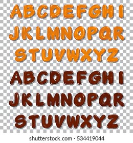 Vector melted caramel and chocolate sauce alphabet