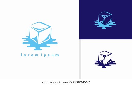 Vector melted ice icon logo design concept