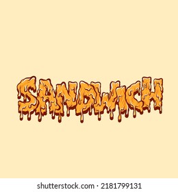 Vector Melted sandwich letters. Drippy sandwich typography. Cheese sandwich letters.