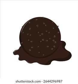 Vector of a melting chocolate cookie in isometric view. Realistic dessert design suitable for food packaging, ads, or digital menus.