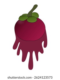 Vector of melting fresh mangosteen fruit