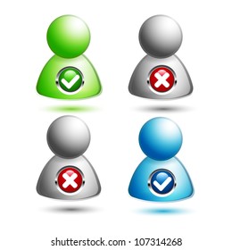 Vector member icon approved / canceled