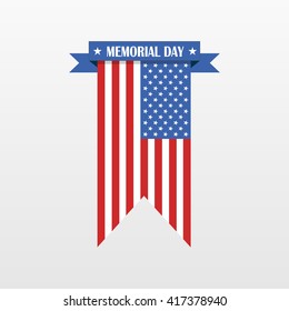 Vector Memorial Day banner illustration. Honoring all who served. American flag isolated.