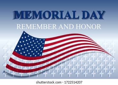 Vector memorial day for USA on the background of monuments, blue background.