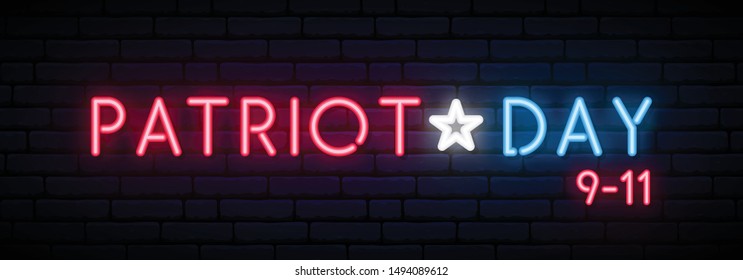 Vector memorial design template. Neon USA Remembrance day vector banner.